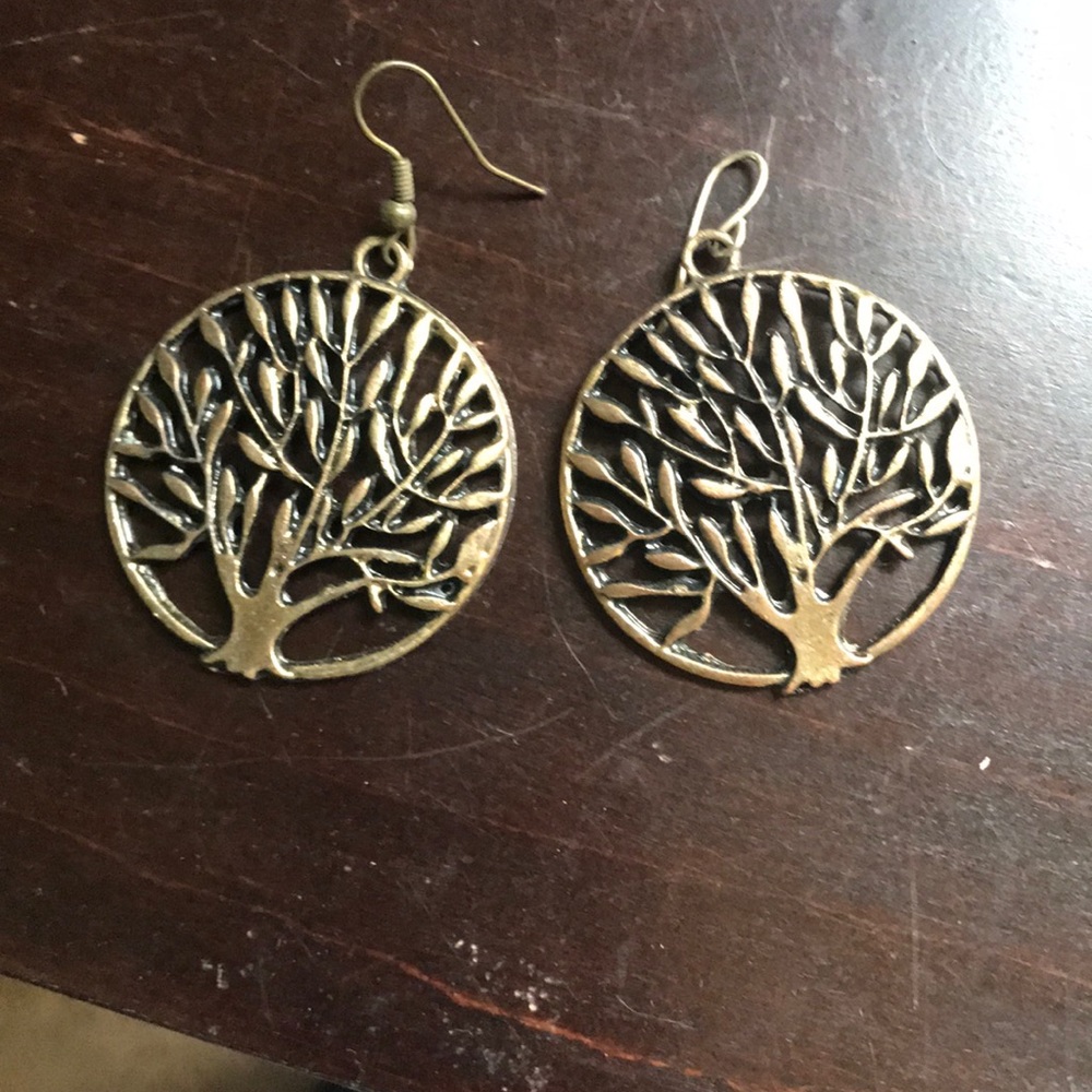 Gold tree of life earrings